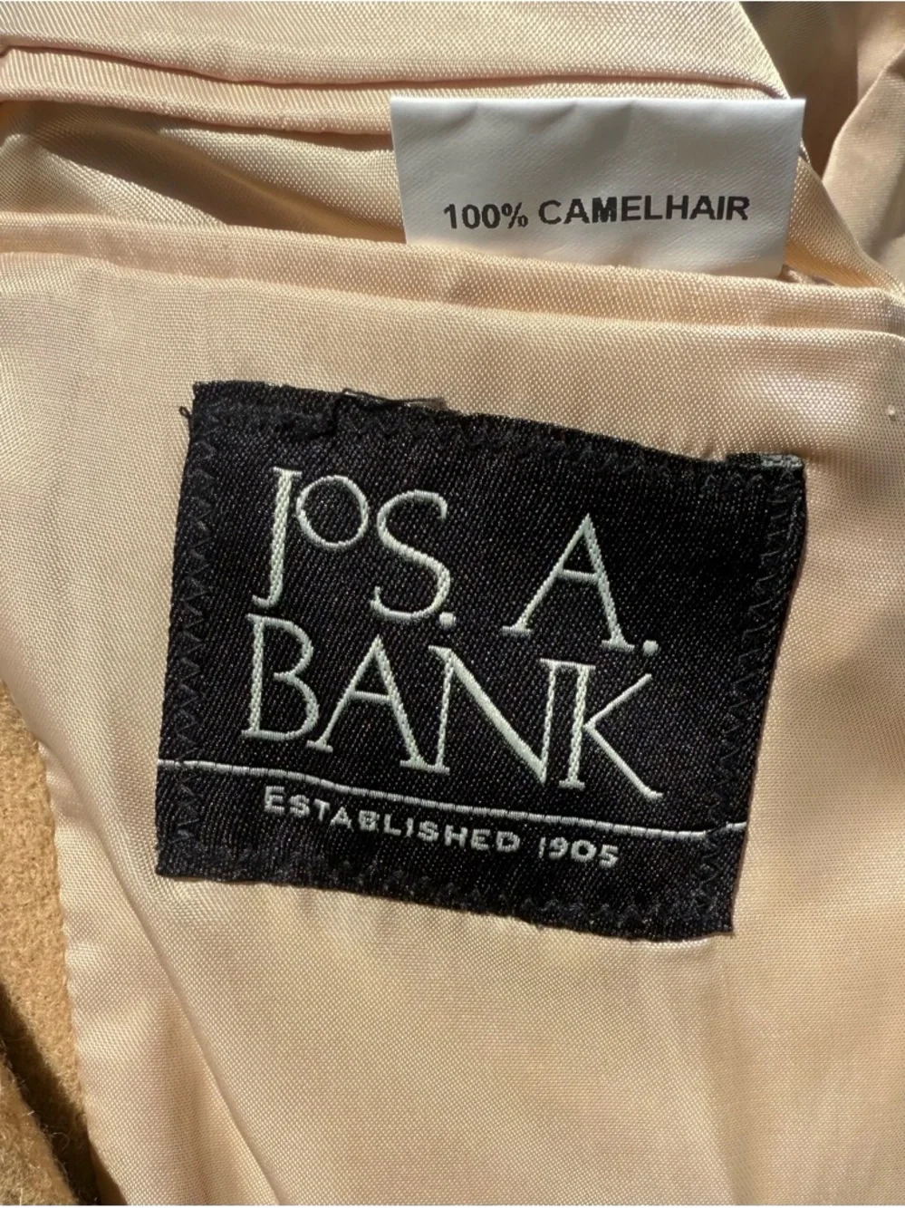 Vintage Jos. A Bank 100% Camel Hair 2 Button Notched Lapel Blazer Sport Coat